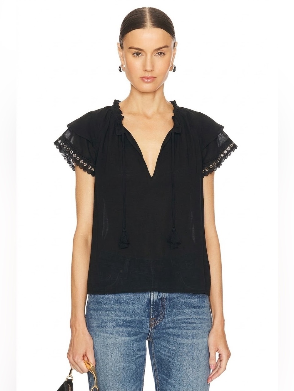 MISA Los Angeles $210 • 18” PTP • "Maria" Ruffle Sleeve Blouse Fall 2023